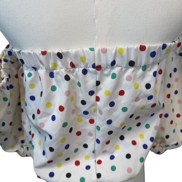 2/$25 ZARA Small Polka Dot Off-Shoulder Multi Colored Crop Top - Picture 10 of 11